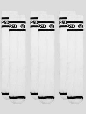 3 Pack - Logo Stripe Crew - White